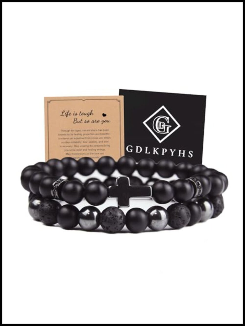 Black Obsidian And Lava Stone Protective Beaded Bracelet For Men